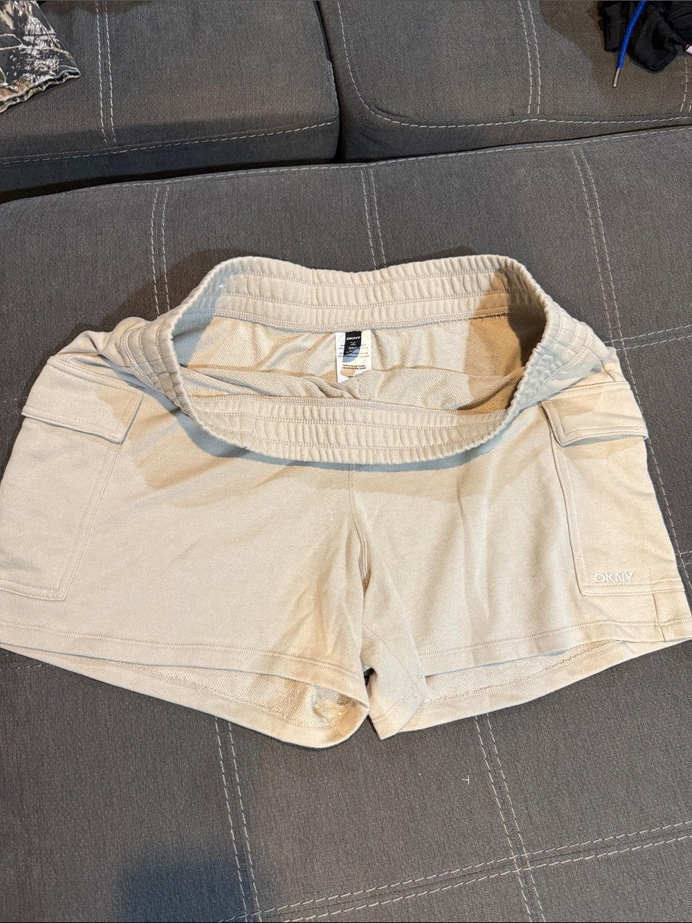 DKNY Beige Athletic Shorts with Elastic Waistband